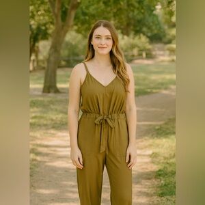 Banana Republic Olive Green Wide-Leg Jumpsuit – Size M. C009